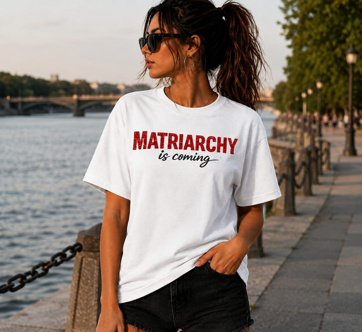 "Matriarchy Is Coming" Vintage Moon Phase Graphic Oversized T-Shirt