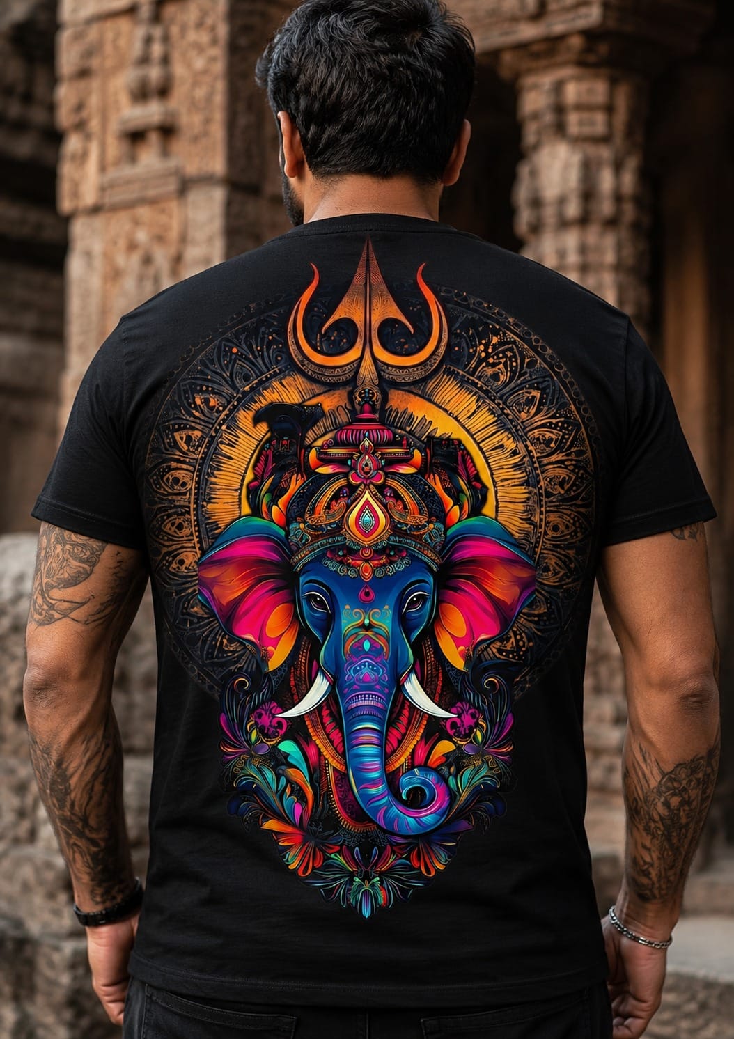 Lord Ganesha Trishul "Fearless" Graphic Oversized T-Shirt