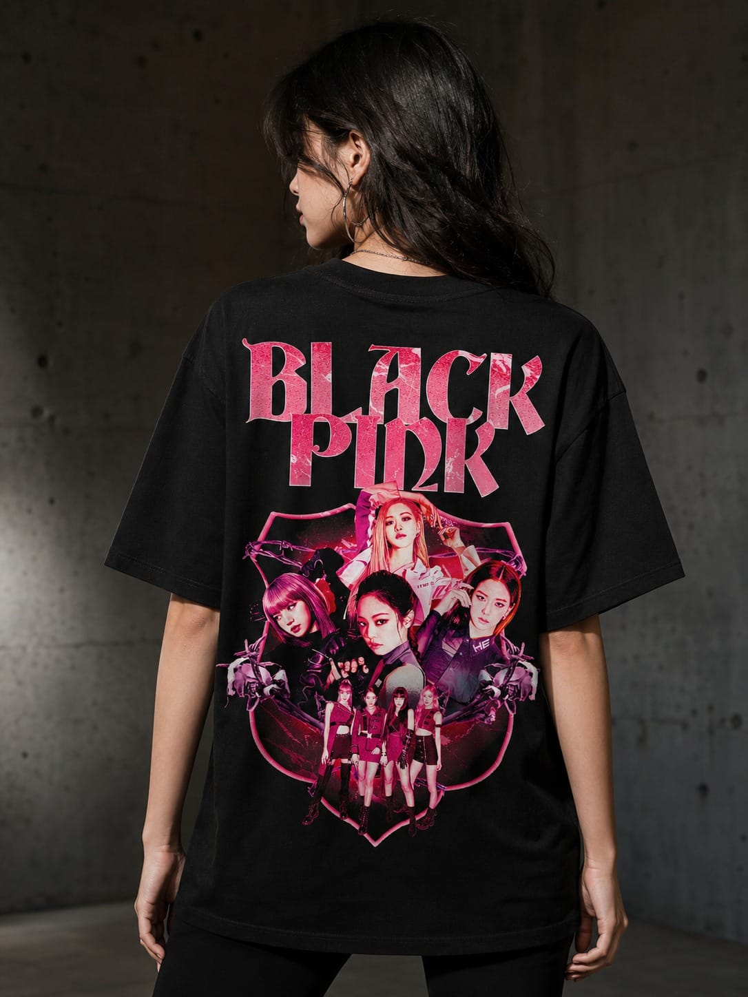 BLACKPINK K-Pop Vintage Concert Merch Oversized Black T-Shirt