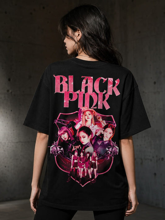 BLACKPINK K-Pop Vintage Concert Merch Oversized Black T-Shirt