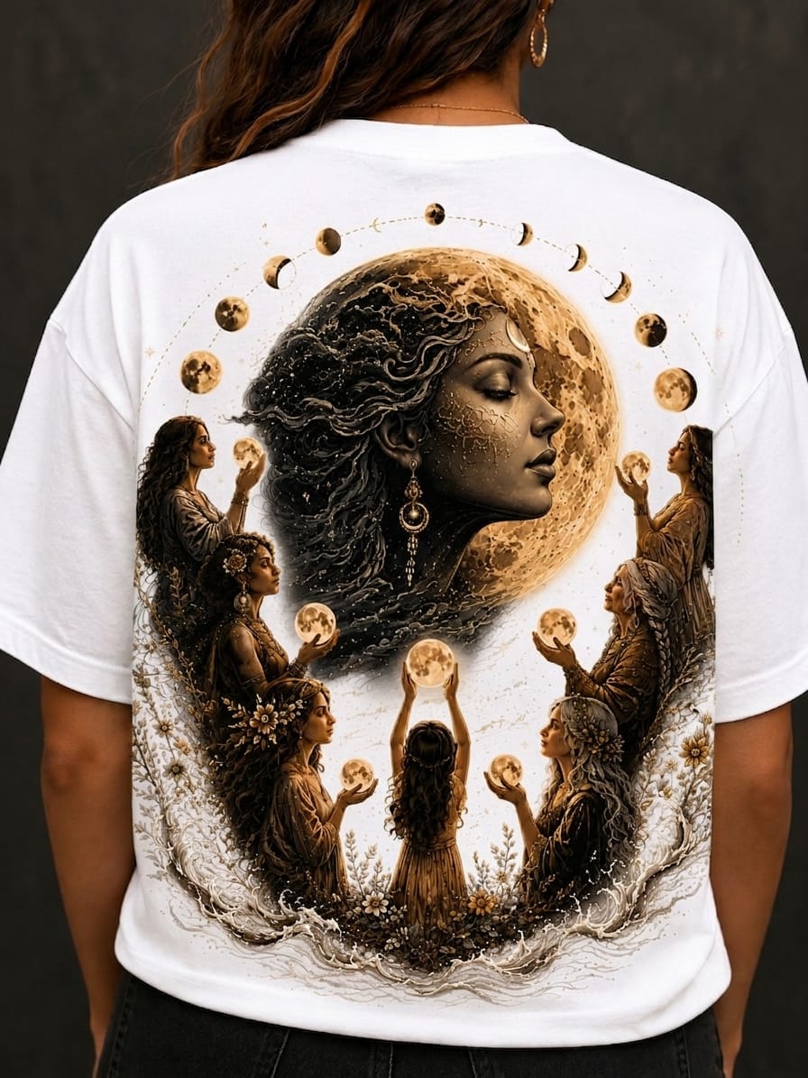 "Matriarchy Is Coming" Vintage Moon Phase Graphic Oversized T-Shirt