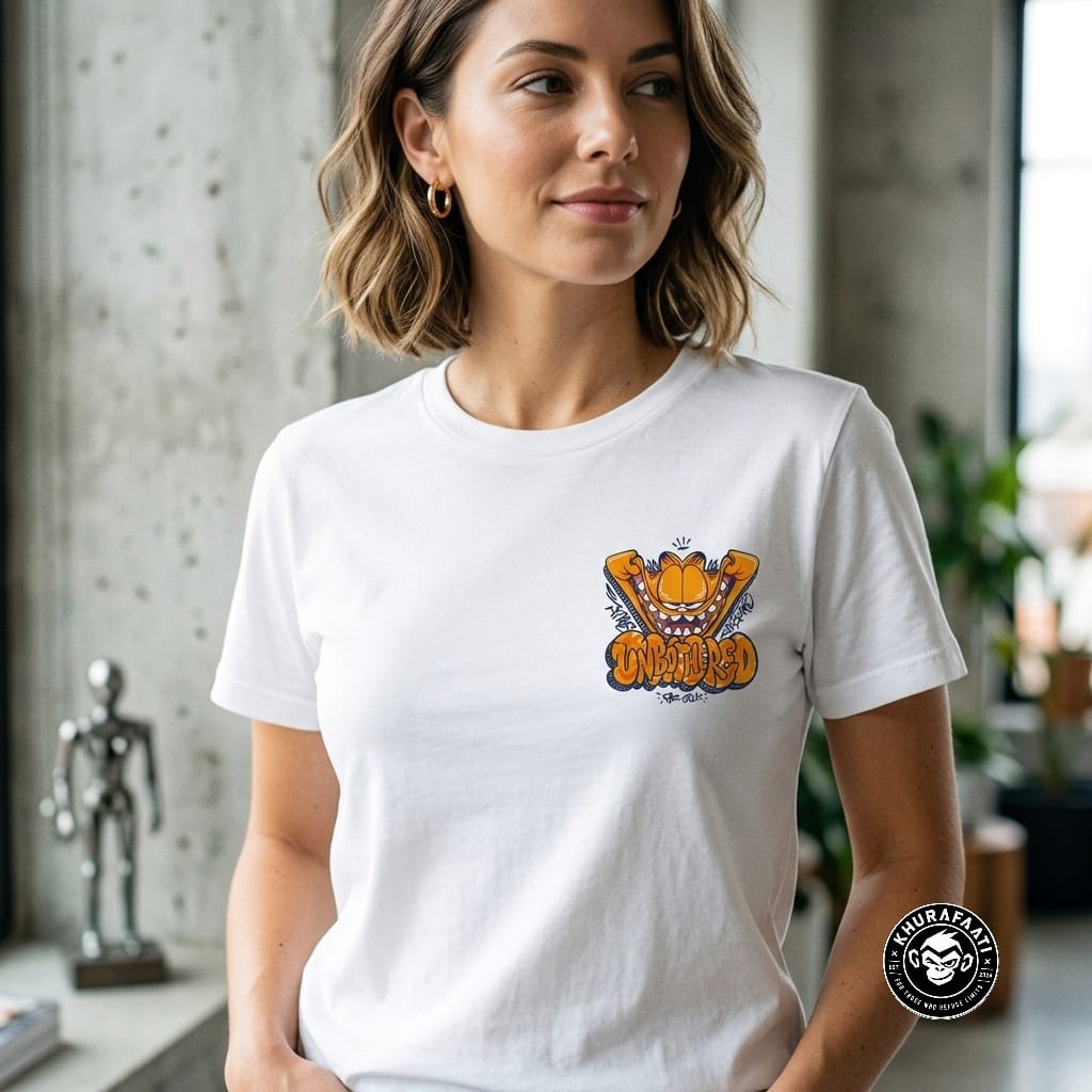 Garfield "Unbothered" Pocket Art White Graphic T-Shirt