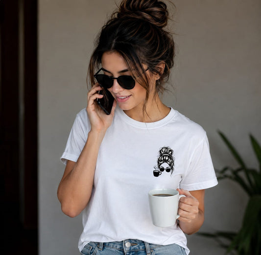 "Messy Bun & Getting Stuff Done" Boss Babe Graphic White T-Shirt