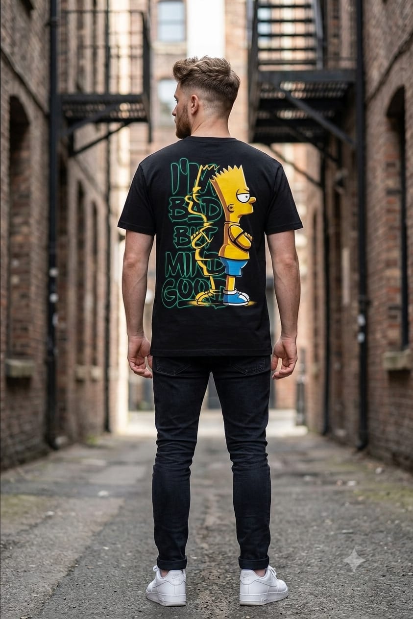 Cartoon Character Peek-a-Boo "Bad Boy" Black Graphic T-Shirt