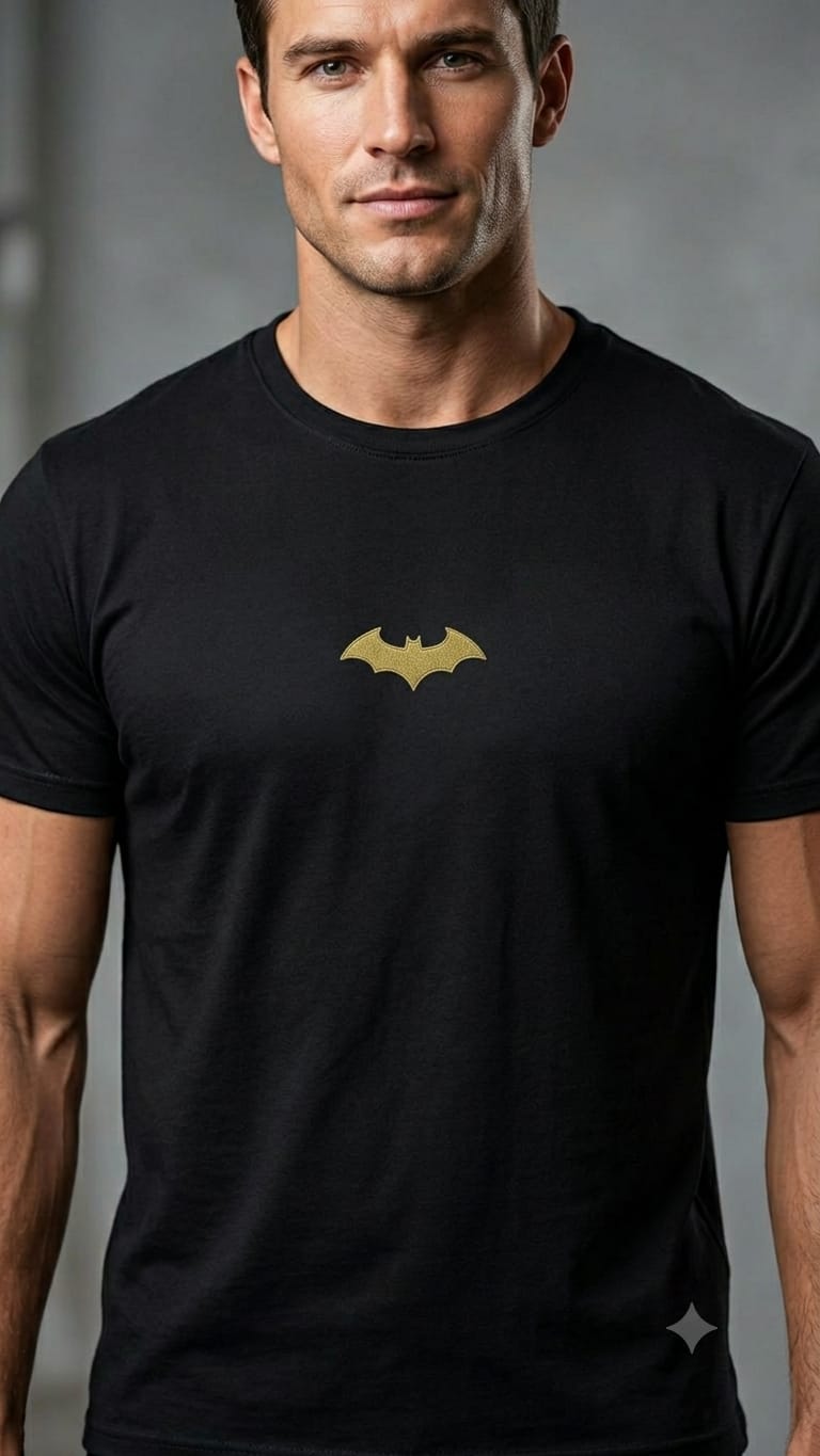 Bat Symbol Gotham City Skyline Graphic Black T-Shirt