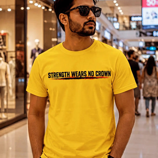 "Strength Wears No Crown" Vibrant Stag Graphic Yellow T-Shirt